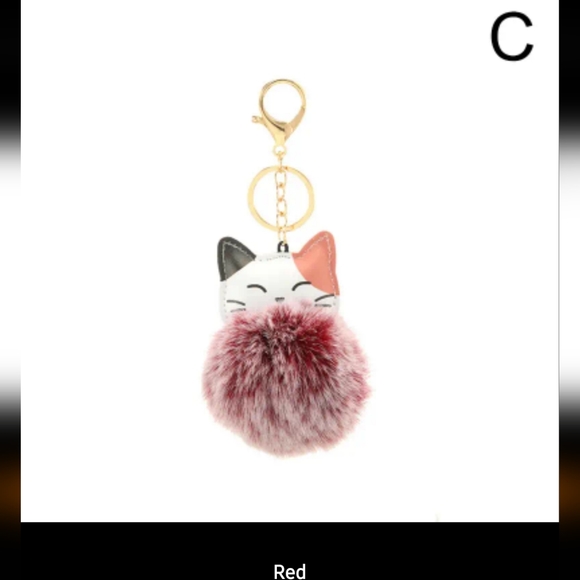 New, Cat Pom Pom Plush Keyring/Bag Charm - Picture 5 of 5